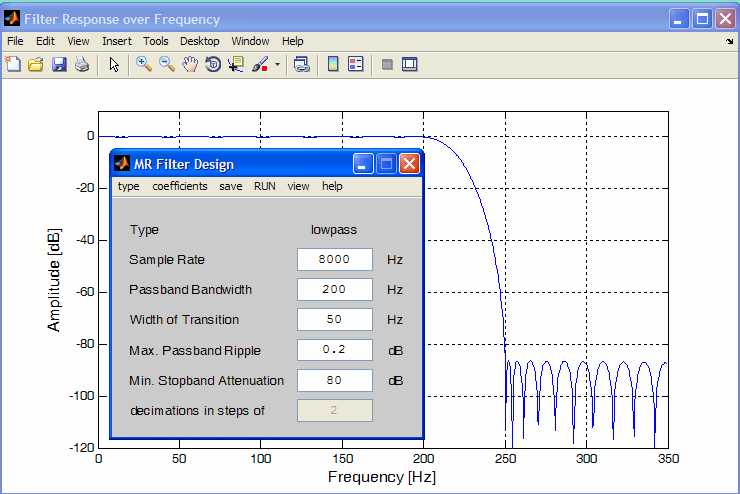 Multirate Filter Design User Interface